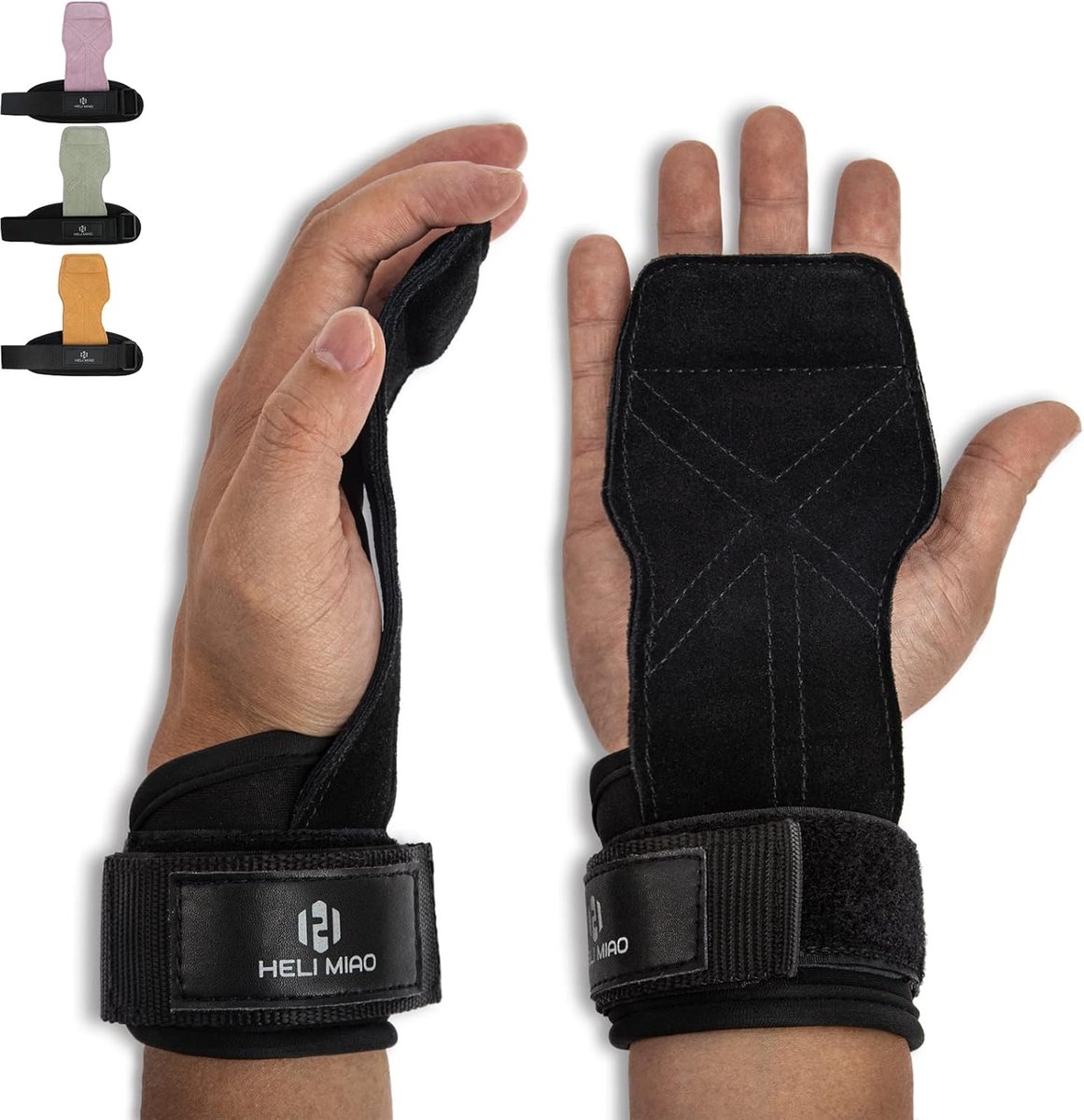Thijox - Power Lifting Straps Krachttraining, Fast Grip Lederen Trekhulp Polsbandage voor Bodybuilding, Fitness, Crossfit, Krachttraining, Powerliftin