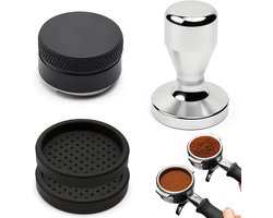 Tamper en Leveler Set van 58 mm van Roestvrij Staal met Siliconenmatten voor Koffiestamper, Espresso-accessoires voor Thuis en Koffiebar