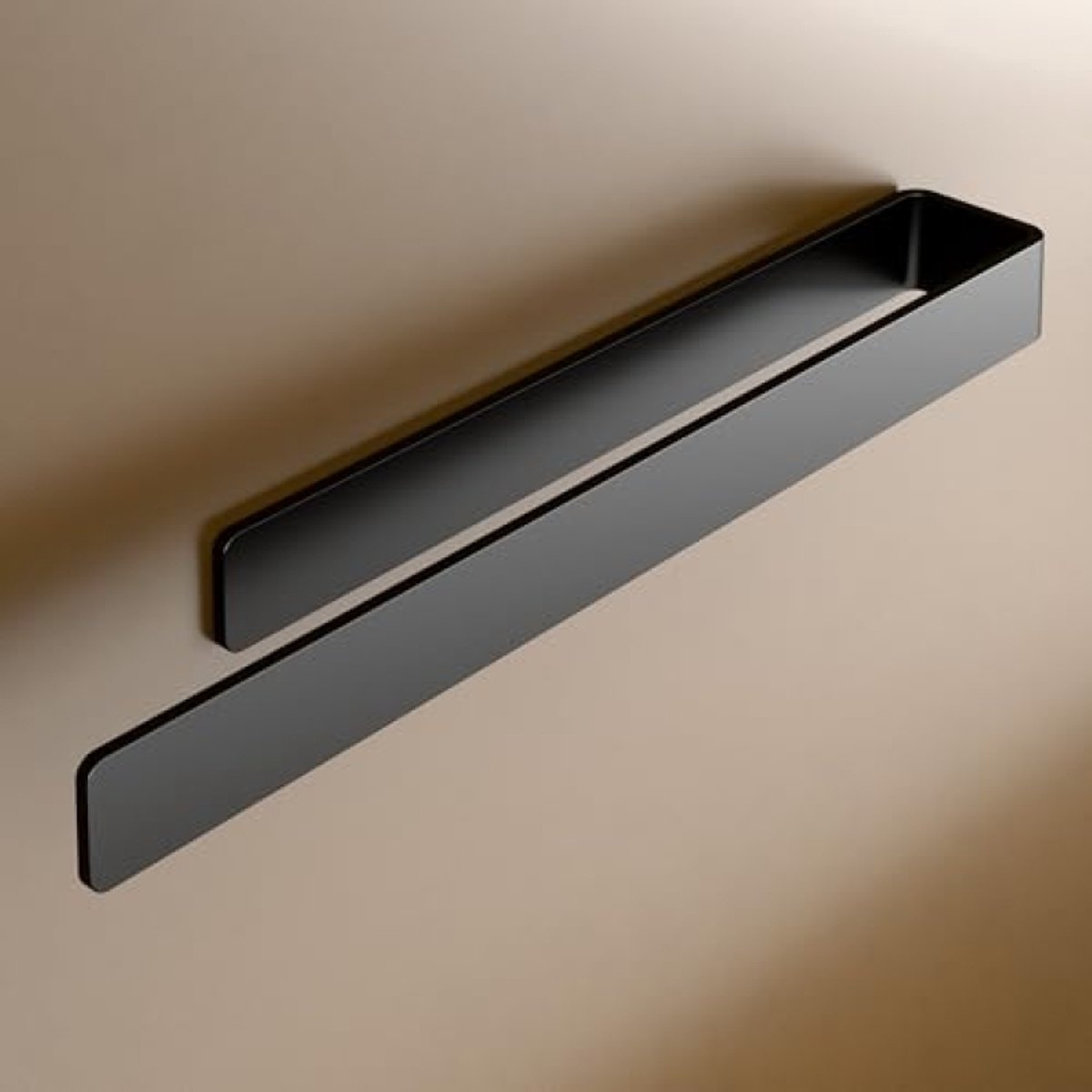 Handdoekhouder zonder boren - 40 cm - Aluminium - Zelfklevend met 3M plakband - Extra groot kleefoppervlak - Zwart