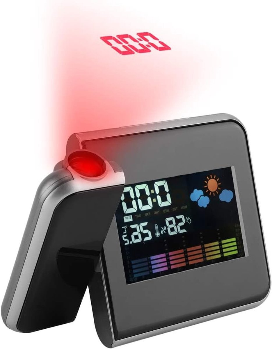 Digitale LED USB Alarmklok met Temperatuurweergave, Weersvoorspelling en Projector voor Slaapkamer en Kantoor – foto 4