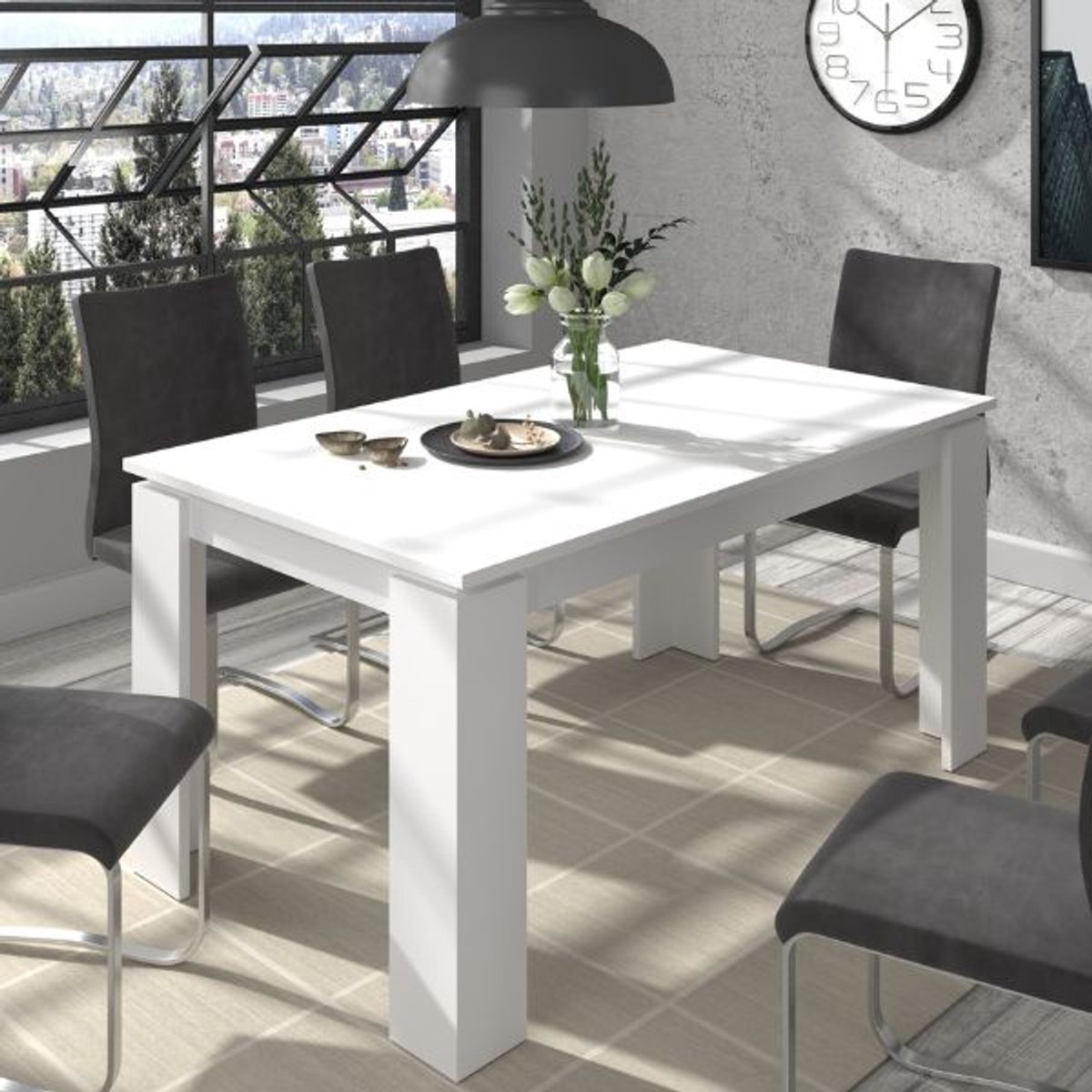 Uitschuifbare Eettafel Titan - 160-200x76x90 Cm - Wit
