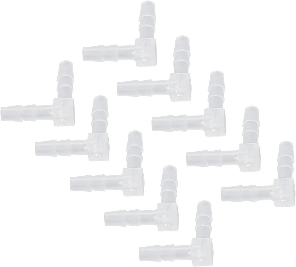 10 Stuks 90 Graden L-vormige Slangverbindingen van Plastic voor Aquarium en Caravans, Geschikt voor 8 mm Car Accu Luchtventilatie en 3/8 PEX Slangen