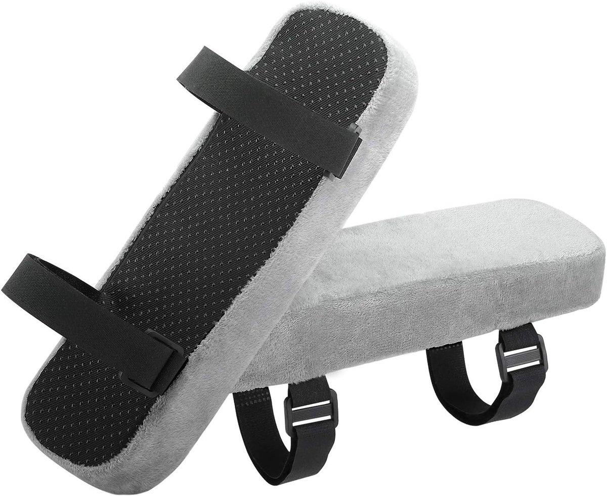 Zachte Armsteun Pads voor Kantoorstoelen van Polyurethaan Schuim - Universele Bescherming voor Ellebogen en Onderarmen, Drukverlichting - Grijs (2 Stuks)