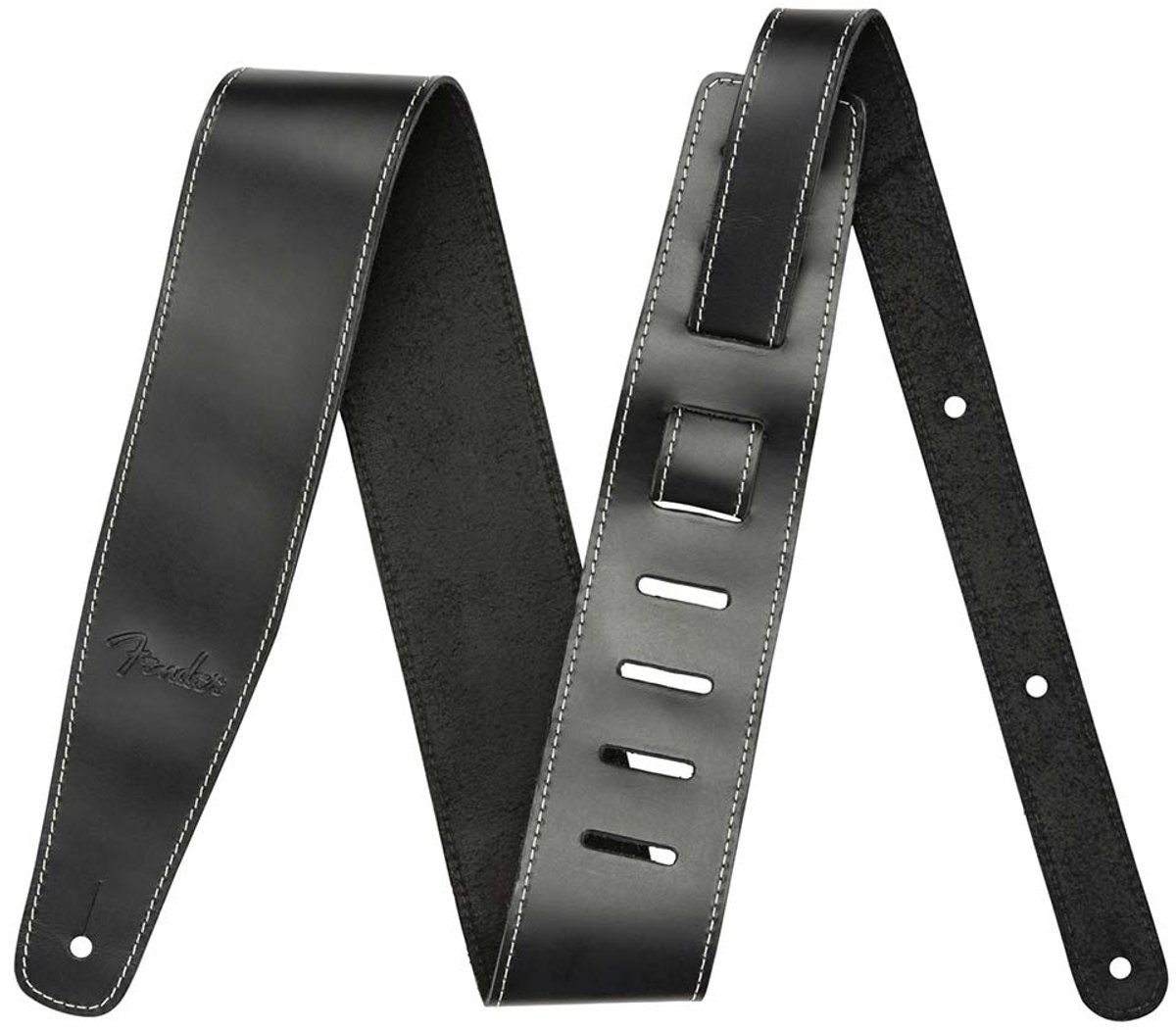 Fender Broken-In Leather Lederen Gitaarband Zwart 0990641006