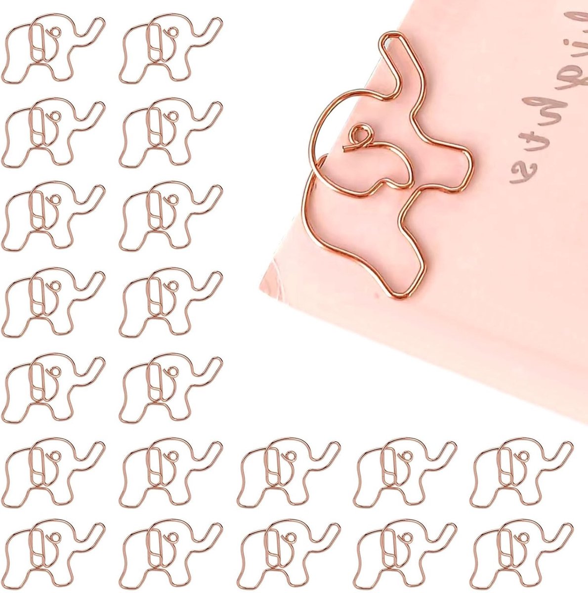 Leuke Olifant Papierclips - 20 Stuks, Schattige Dierenclips voor Kantoor en Documenten, Perfect voor Organisatie en Bookmarking