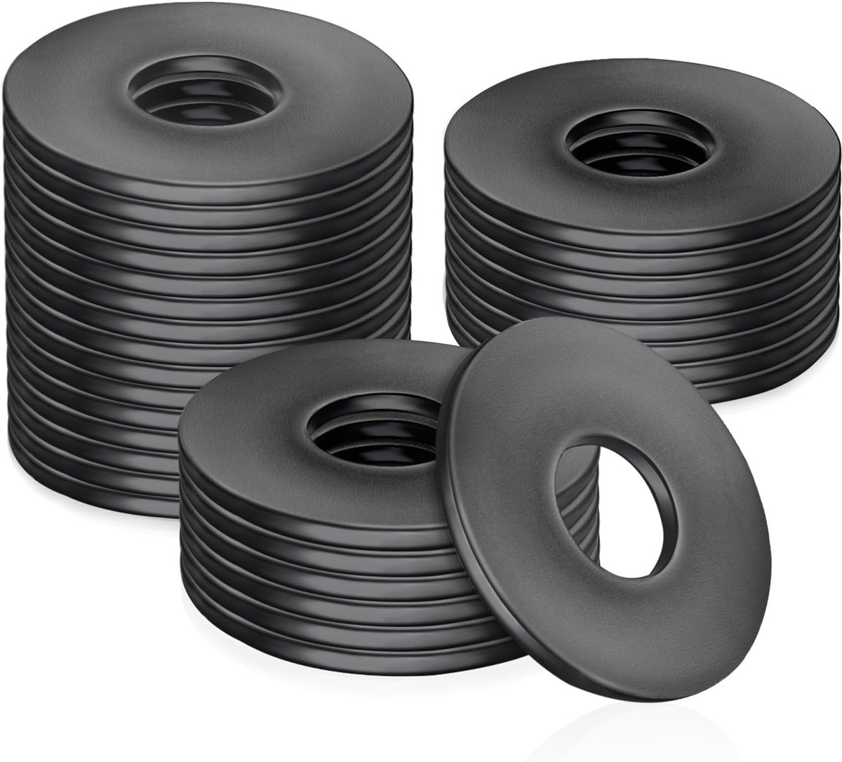 Dailygoods - 30 Stuks M6 Sluitringen van Staal - Zwarte Platte Ronde Afstandhouders