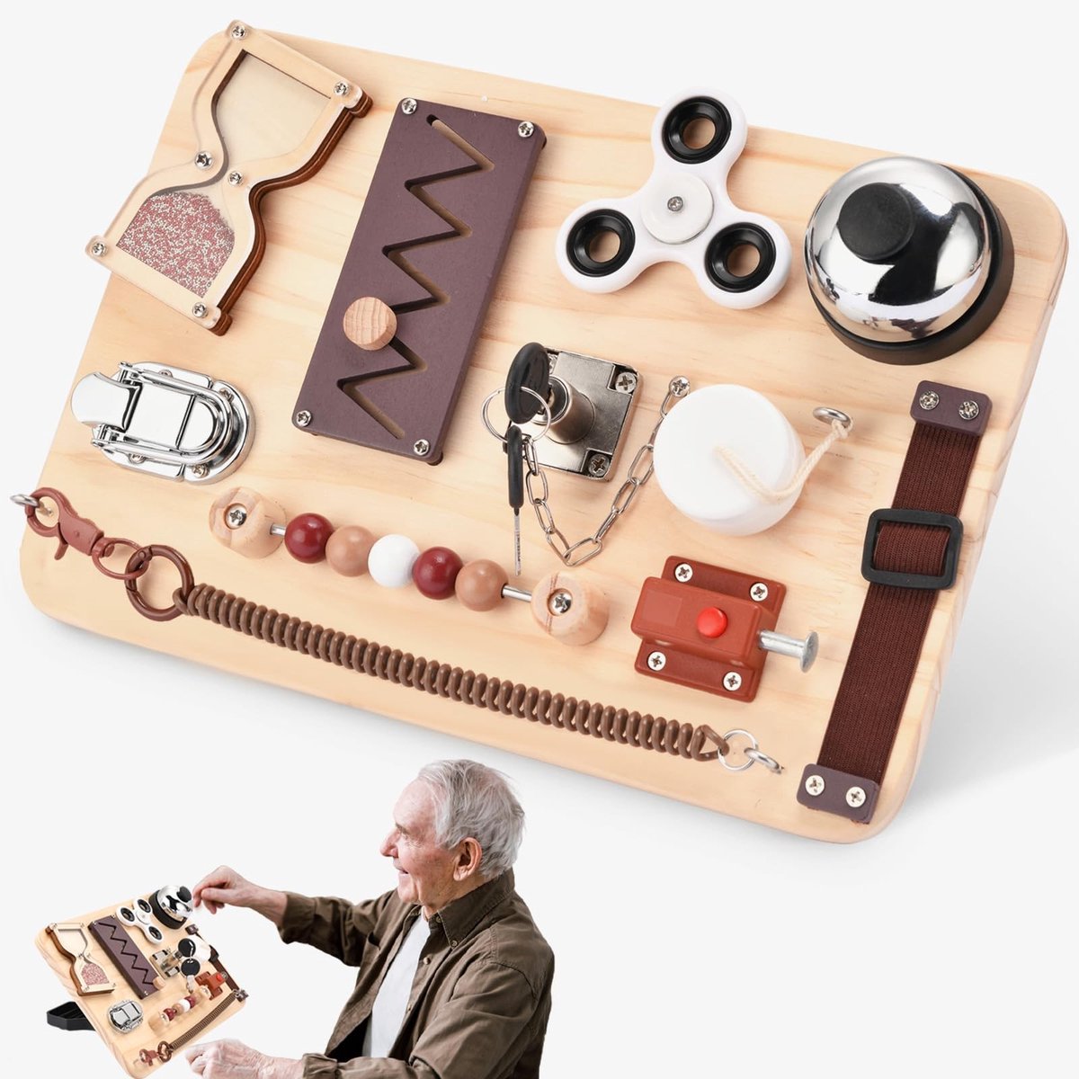 Dailygoods - Fidget Busy Board voor Volwassenen - Activiteitenbord voor Dementie en Alzheimer