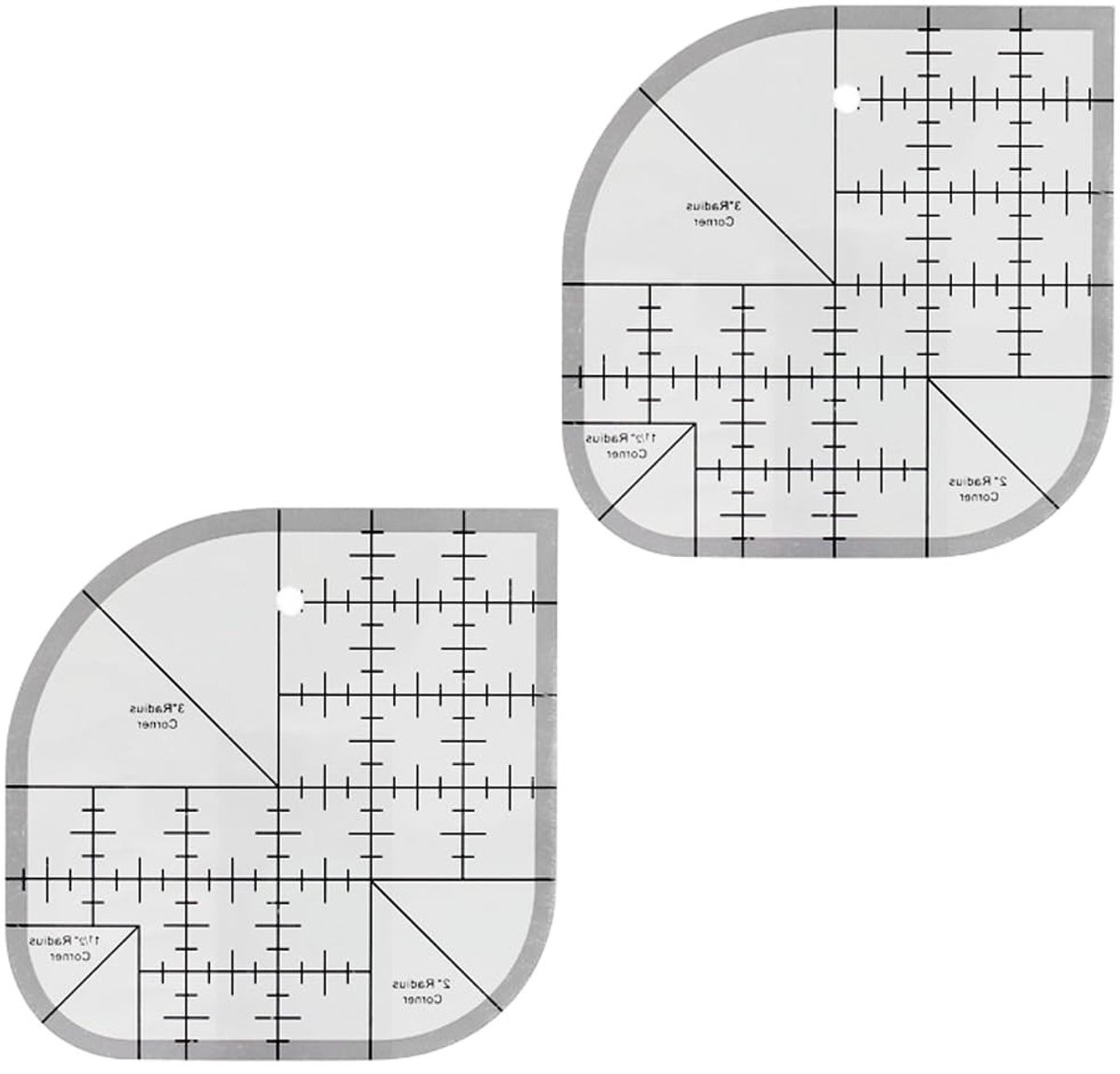2 Stuks Acryl Liniaal voor Quilten, Gebogen Hoek Cutter en Multifunctionele Heerser voor Patchwork en Naaien Projecten, Ideaal voor DIY Benodigdheden en Quilten Accessoires