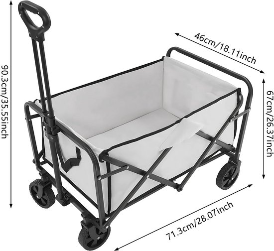 Bolderkar Wit - Opvouwbaar, Boodschappenkar en Trolley met Handkar Opvouwbaar - Voor Transport en Boodschappen van Bolderkar — afbeelding 4