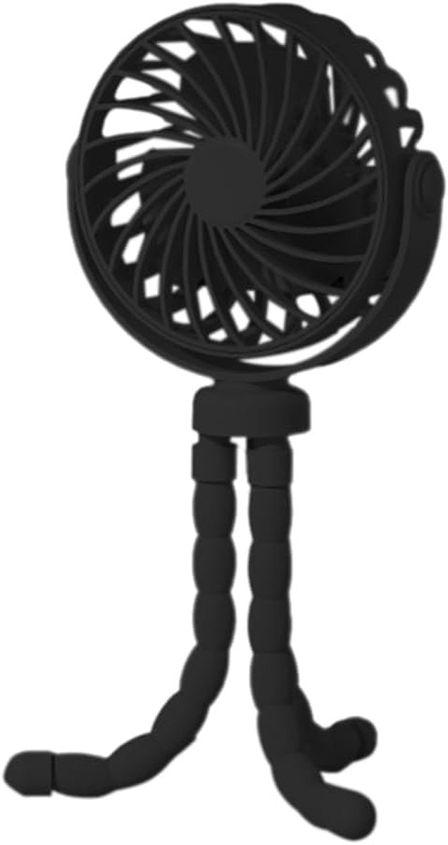 Octopus Camping Fan - Oplaadbare Tafelventilator - Reizen en Buiten - Flexibele Tripod - 220 Gram - Zwart