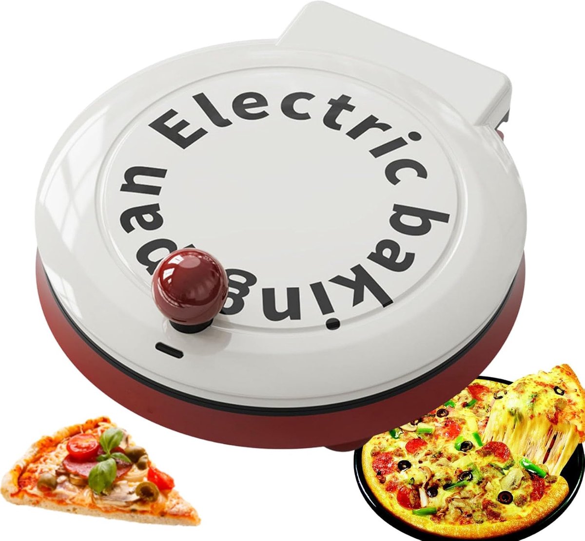 Elektrische Pizza Oven Bakplaat Maker Snelle Maaltijden Dubbelzijdig Verwarmen 23 cm Rood