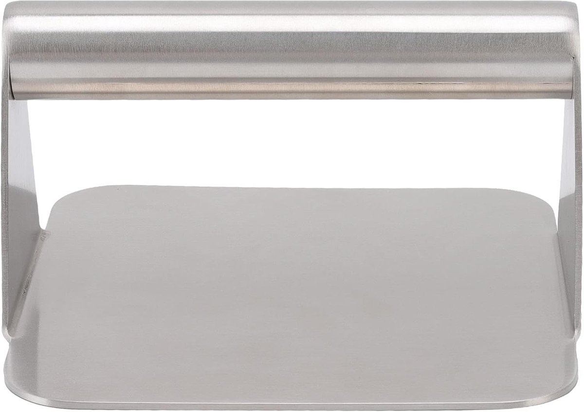 Burgerpers RVS - Steakpers Grill - Sappige Burgers Maken - Gelijkmatige Druk - 15 x 15 x 8 cm - Zilverkleurig