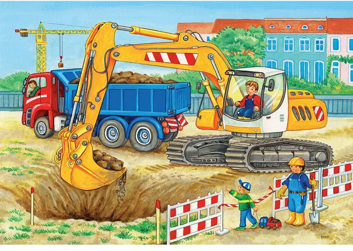 Ravensburger puzzel Op de bouwplaats en boerderij - 2x12 stukjes - kinderpuzzel — afbeelding 14