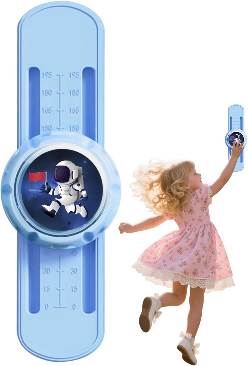 Groeimeettabel - Meetliniaal Kinderen - Kindergroei Meten - Zonder Boren - 31 x 9 x 4 cm - Astronaut