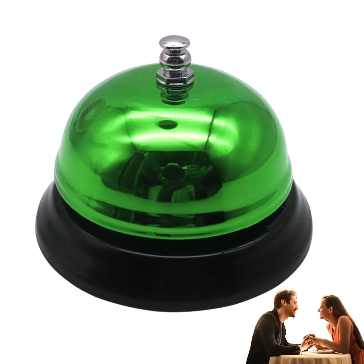 Dienstbel - Receptiebel Tafelbel - Service Oproepen - Volledig Metalen Structuur - 8.5 x 6.5 cm - Chroom