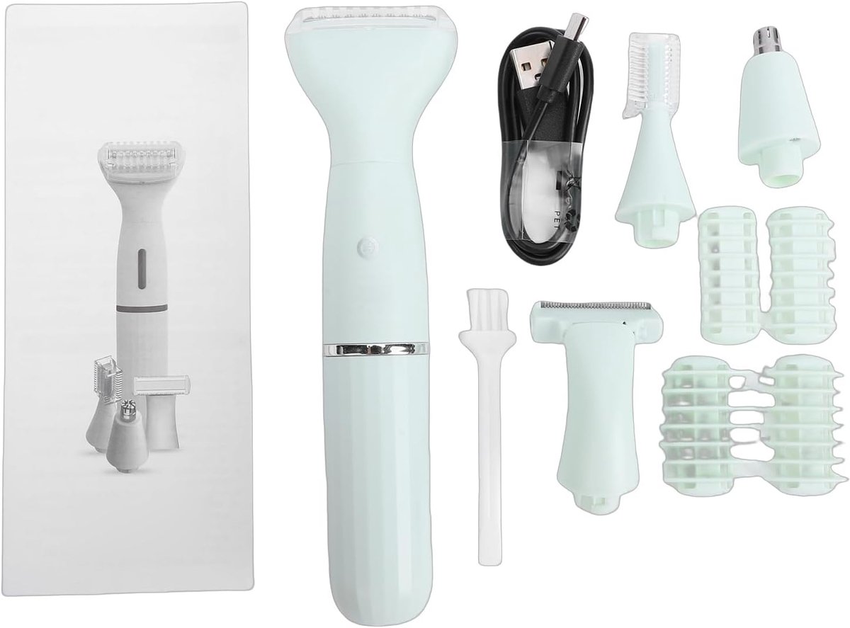Elektrische Lichaamshaartrimmer - Groomer Scheerapparaat - Persoonlijke Verzorging - 4 Trimmerkoppen - 5x17cm - Zwart