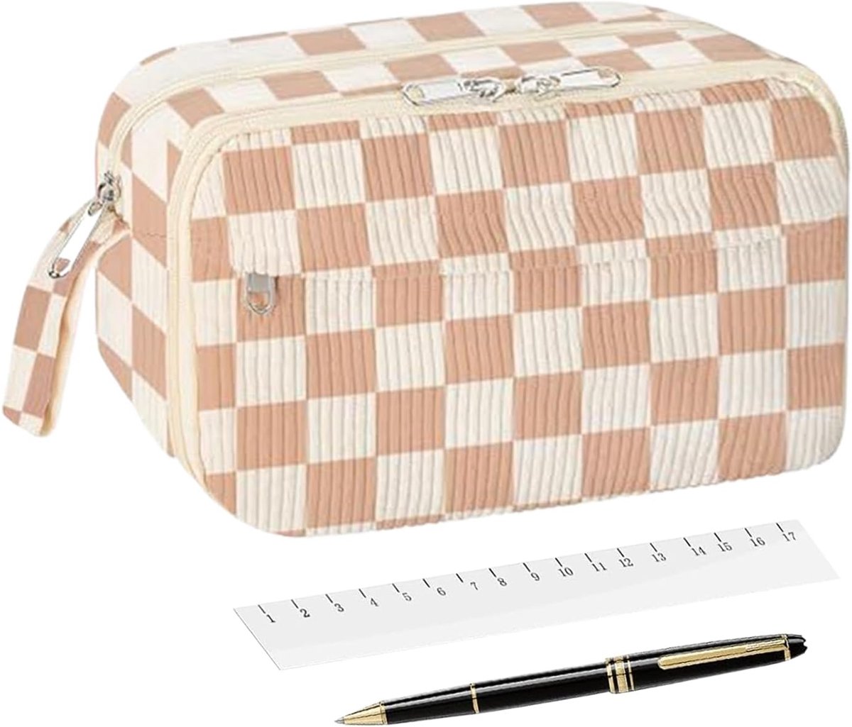 Etui Pennen - Opbergtasje - Studie Kantoor - Grote Opbergruimte - 21.5 cm - Gevlekt