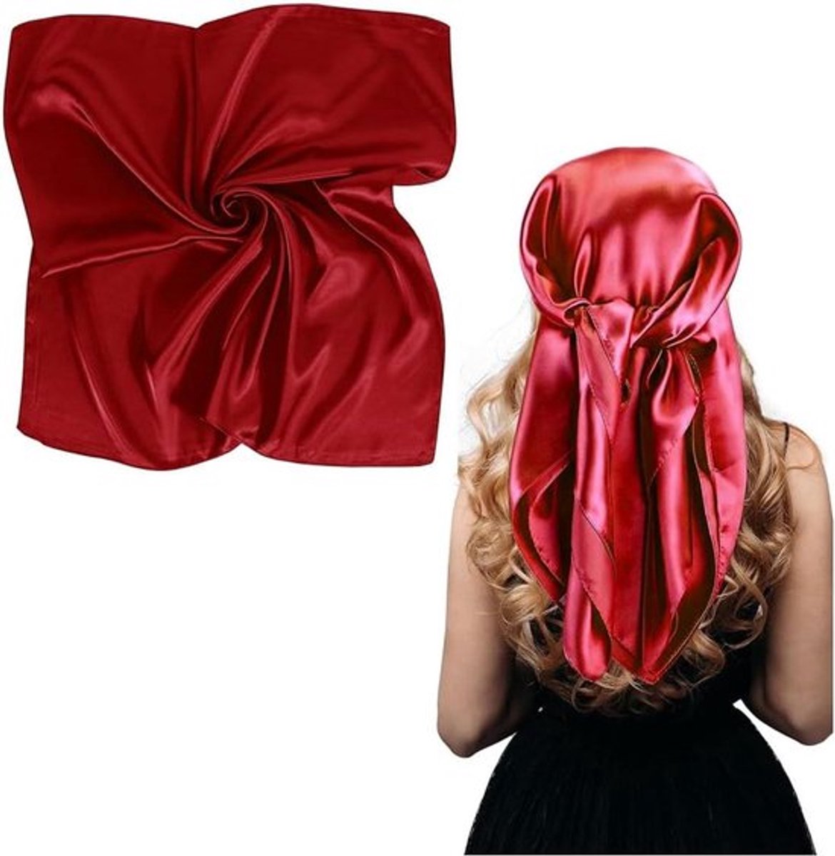 Allecto Plus - Zijden Sjaal voor Dames - Zwart Bordeaux - Haaraccessoires - Grote