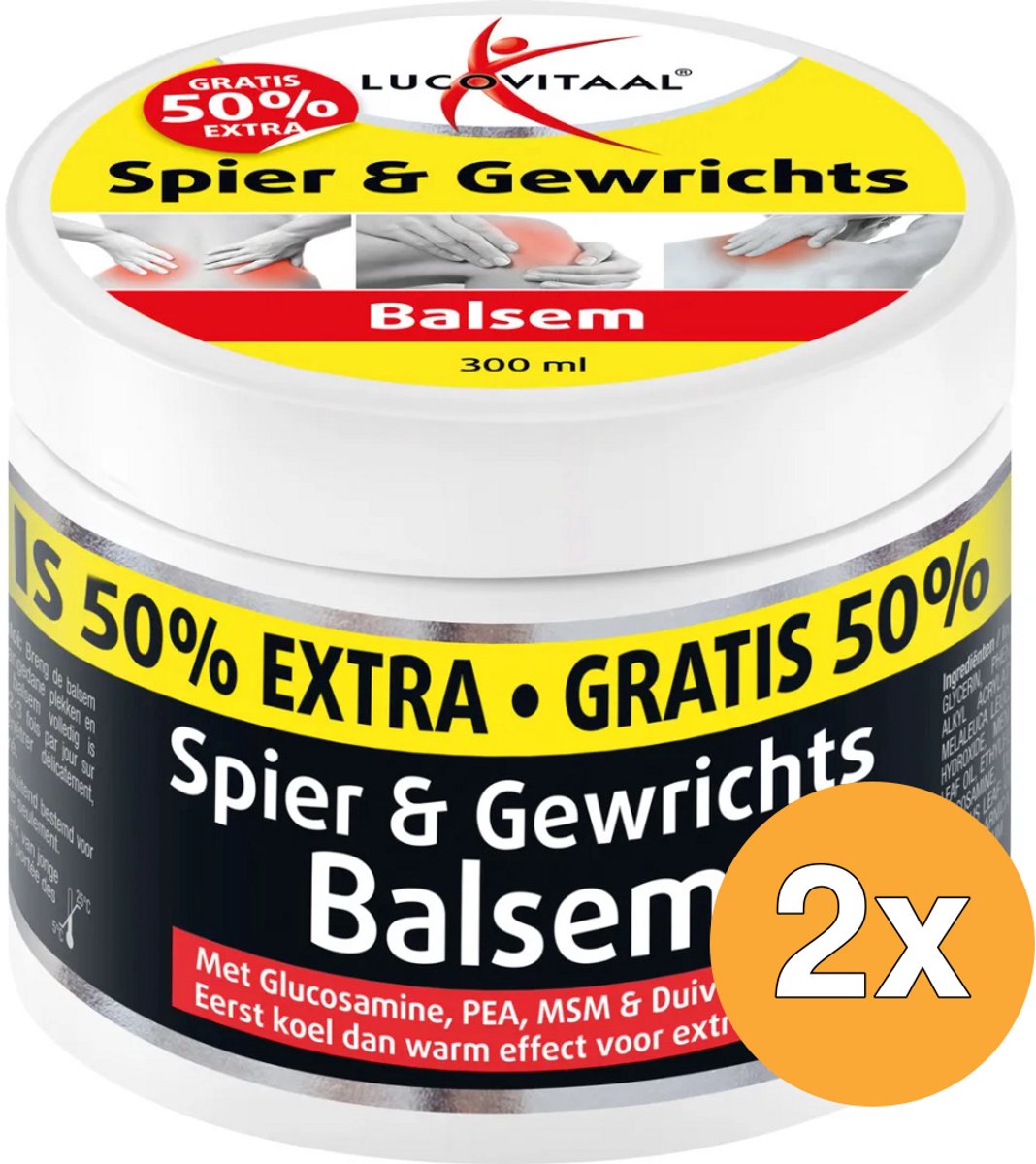 2x Lucovitaal Spier & Gewrichtsbalsem 50% extra (300 ml)