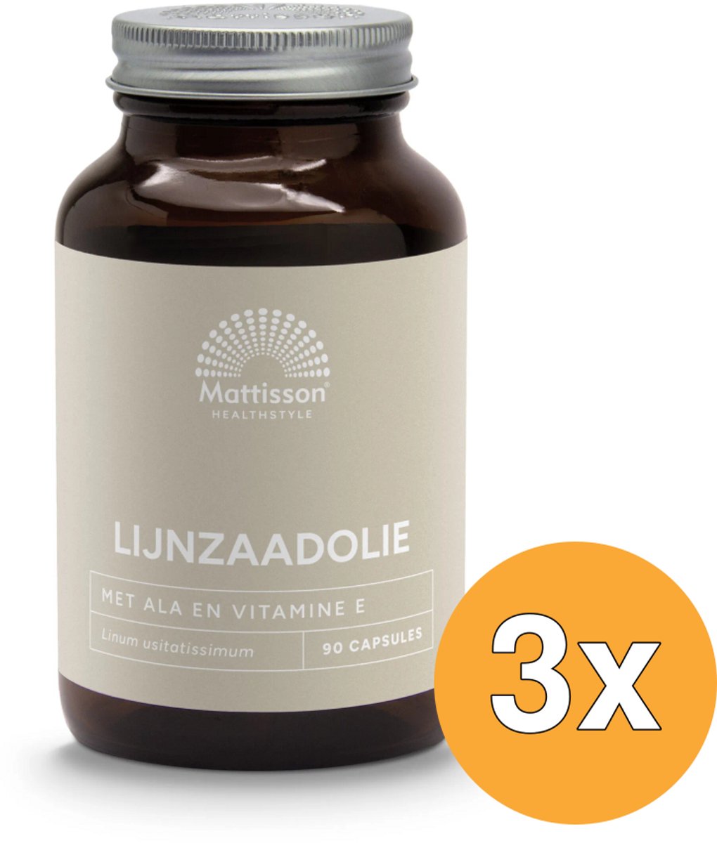 3x Mattisson Lijnzaadolie/Flaxseed Oil 1000Mg (90 capsules)