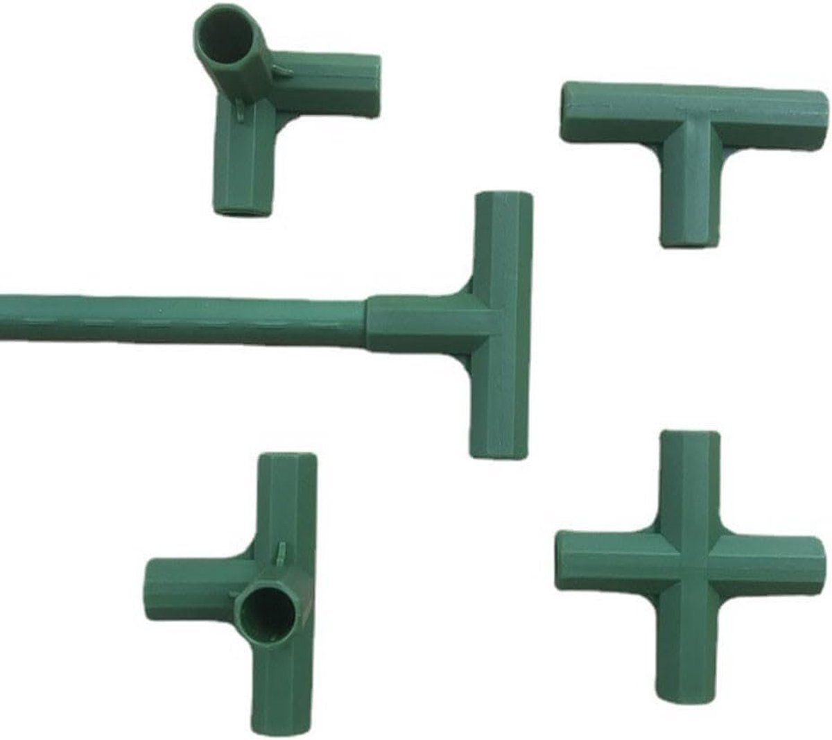 Broeikasframe Connectoren - Kunststof Beugels - Tuinconstructies Bouwen - Vier Connectortypes - 11 mm Fit - Groen
