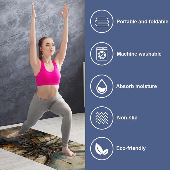 Yogamat Handdoek - Fitness Doek - Thuis Sporten - Antislip Onderkant - 185 x 68 cm - Veelkleurig Patroon van Yogamat — afbeelding 4