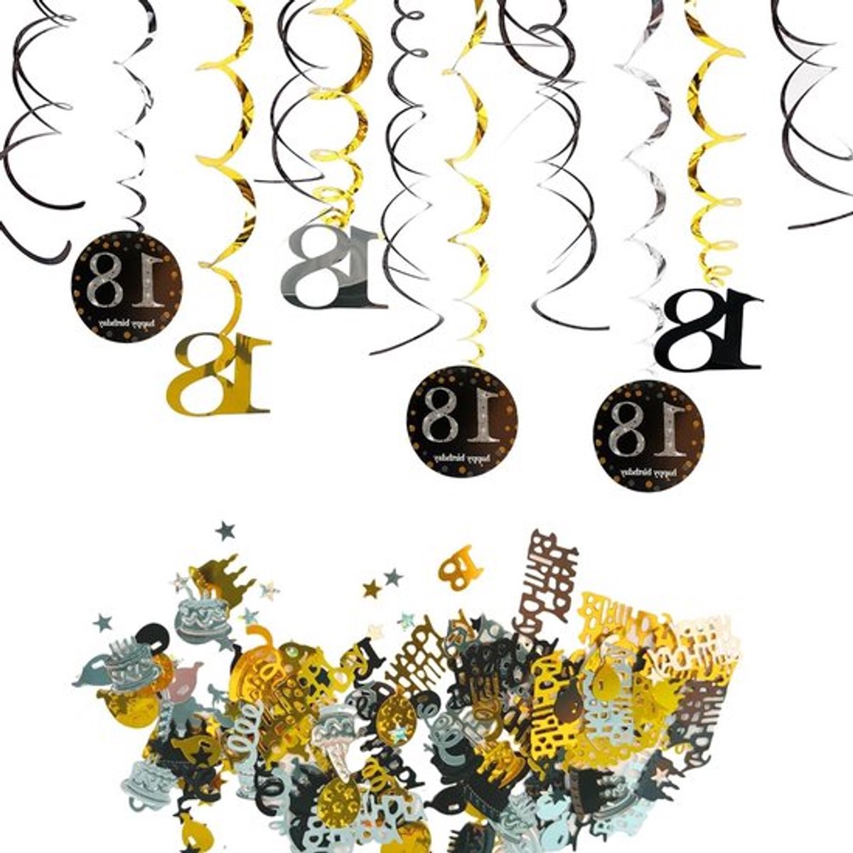 Allecto Plus - Zwart Goud - Decoratie set voor 18e verjaardag - 12