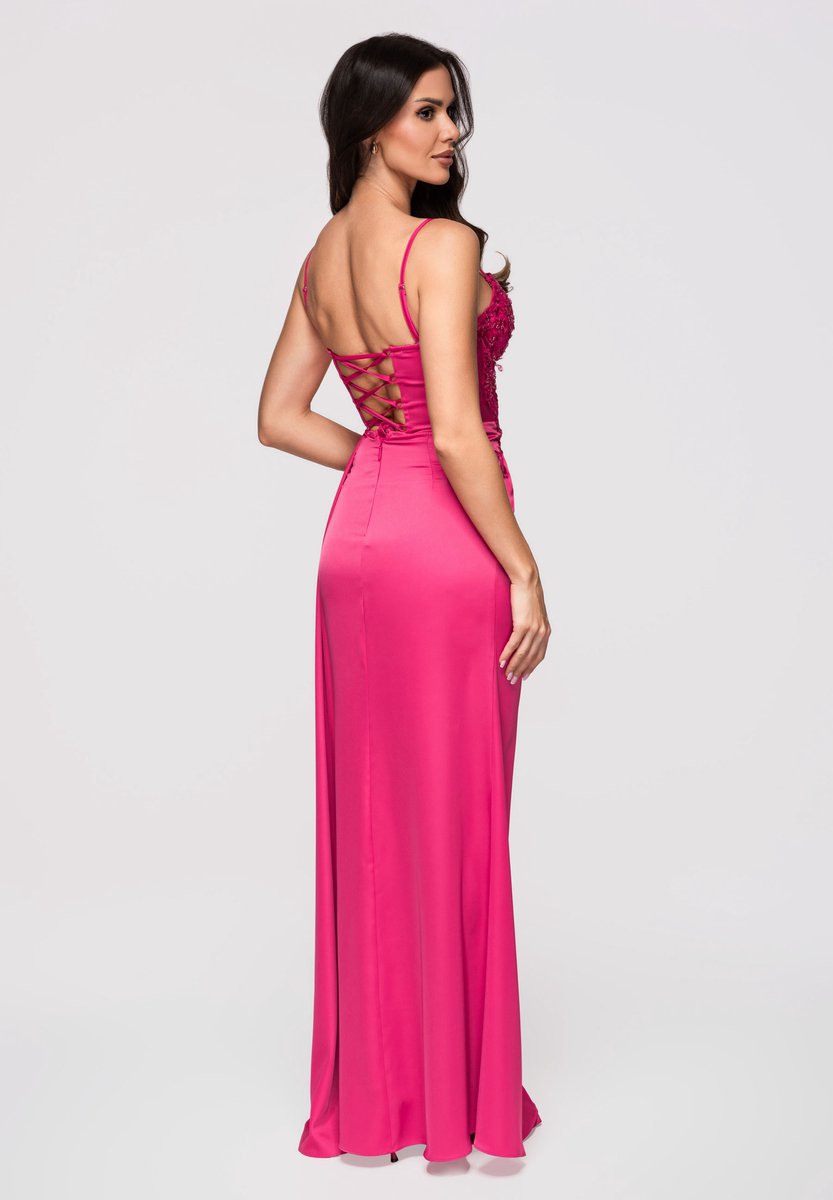 LARICA Jurk - Slim Fit - Rits - Gebloemd Fuchsia S