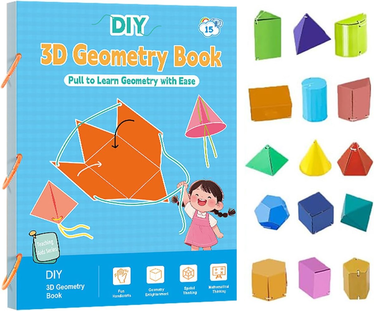 Meetkunde Leergids - Leerboek Formules - Ruimtelijk Leren - Interactieve 3D Modellen - 29.8 x 21.7 cm - Multicolor