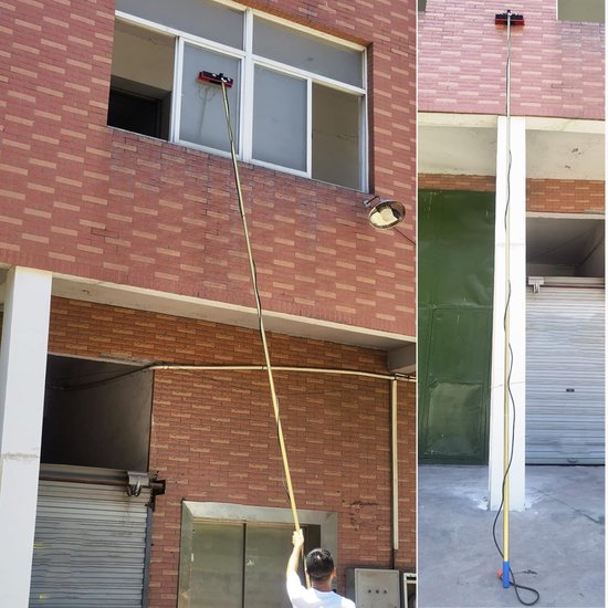 Telescoopsteel Reiniger - Glasbewassing Hulpmiddel - Hoge Ramen Schoonmaken - Watergevoed Systeem - 9 Meter Lang - Zilver — afbeelding 2
