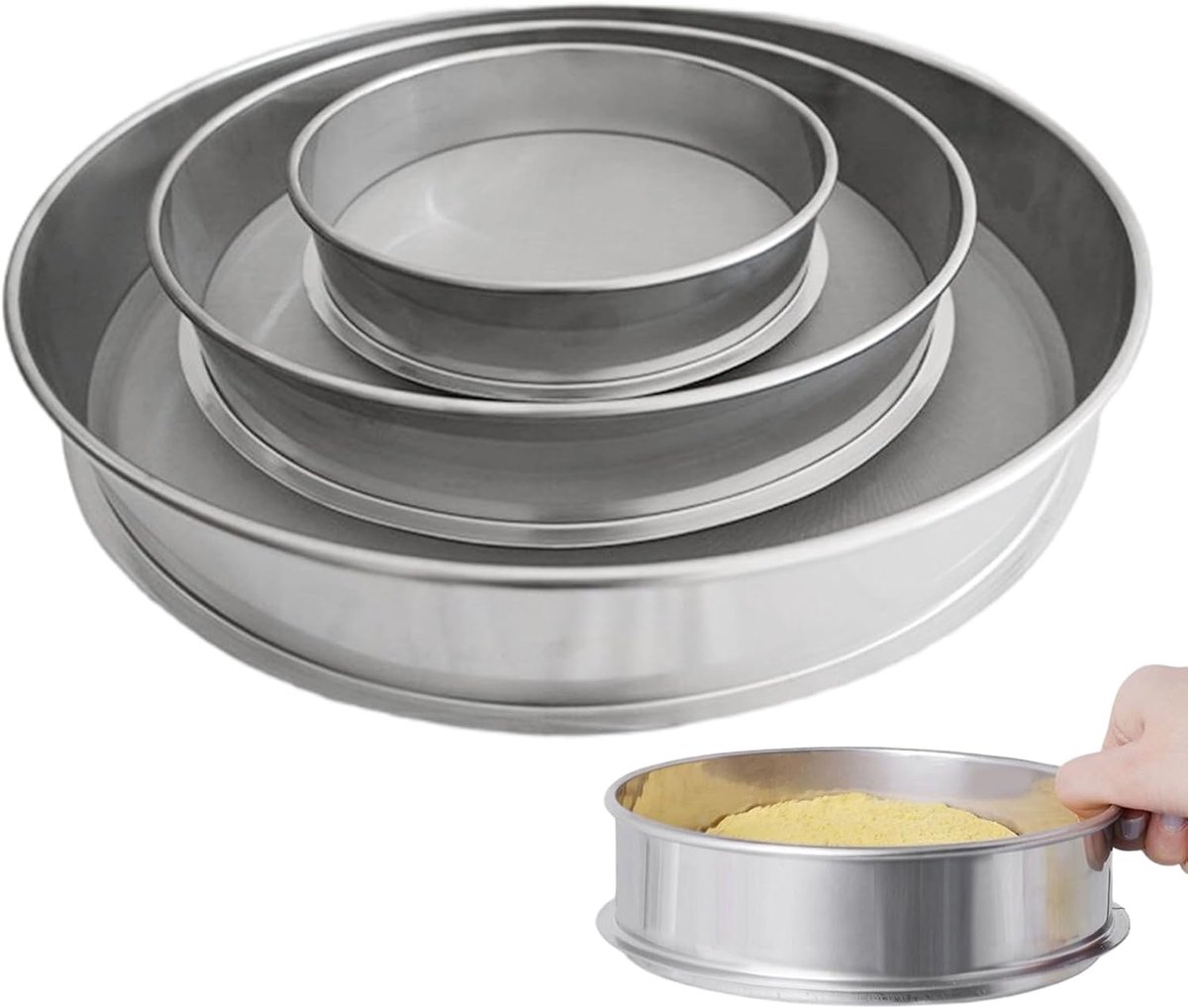 Tuinaarde Zeef - Compost Zeef - Bodem Verfijnen - 3 Maaswijdtes - 25 cm - Zilver