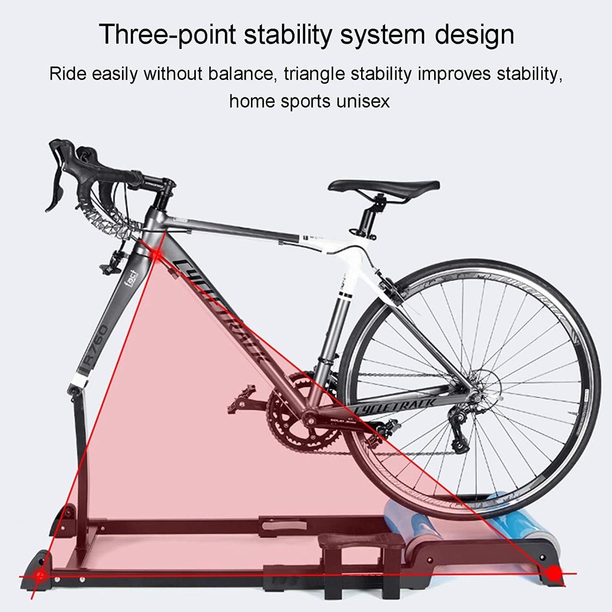 Fietstrainingstandaard - Roller trainer - Indoor fietsen - Verbeterde wrijving - 135 cm lengte - Mat zwart
