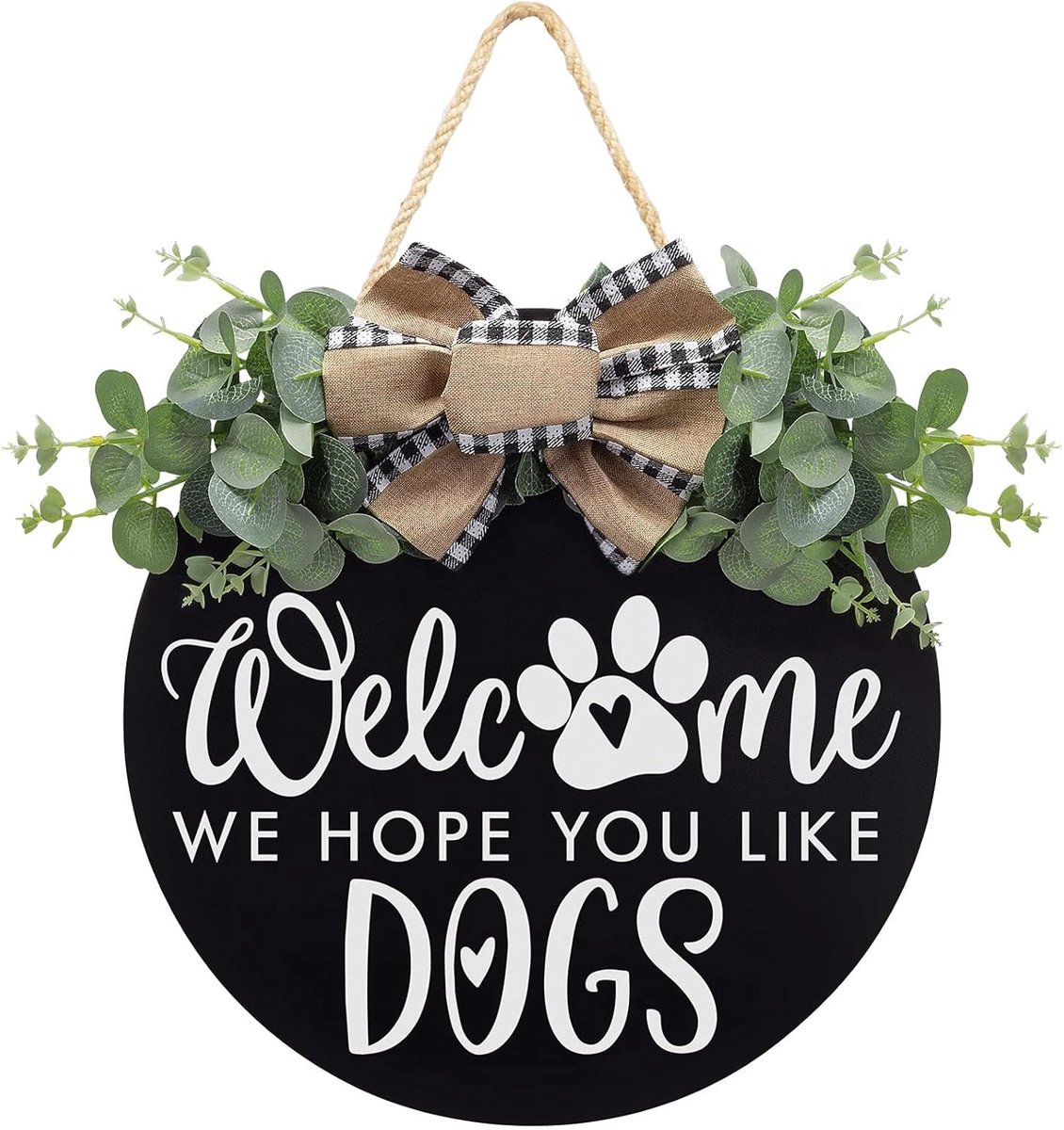 Honden Welkomstbord - Decoratie Huis - Deur Decoratie - Handgemaakt Uniek - 30x30 cm - Zwart