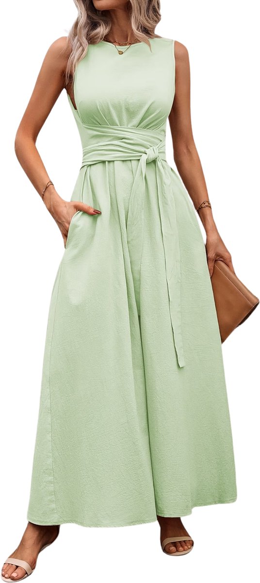 Currero Zomerjurk Dames Zomerjurken Volwassenen Vrouwen Midi Jurk Ibiza Stijl Sundress Dress XS Lichtgroen