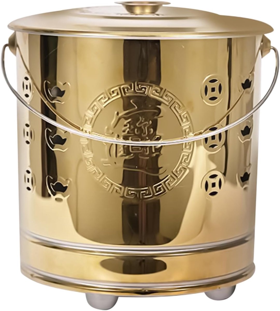Verbranding Ton - Afvalbak Oven - Tuinafval Verwerken - Roestvrij Staal - 28 x 28.9 x 28 cm - Goud