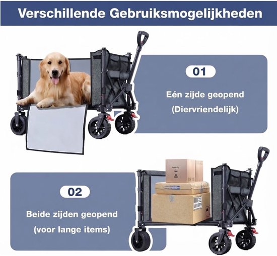 JCP® Bolderkar - 120L Capaciteit - Bolderkar Opvouwbaar - Opvouwbare Bolderkar - Grijs - 44cm x 19cm x 34cm van Jcp — afbeelding 3