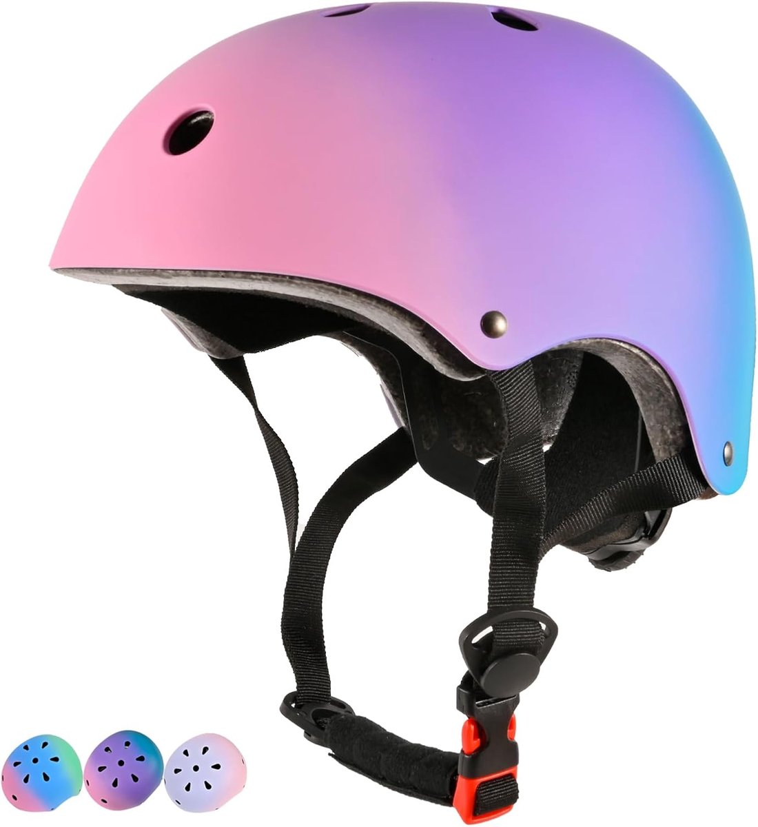 Kinderfietshelm - Jongens Meisjeshelm - Sport Bescherming - Verstelbaar Design - 51-58 cm - Kleurverloop Roze Blauw