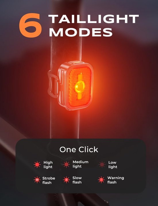 Fietsverlichting Set - Voor en achter - Veilig Fietsen - Dubbele Reflector - USB-C Opladen - Zwart — afbeelding 2