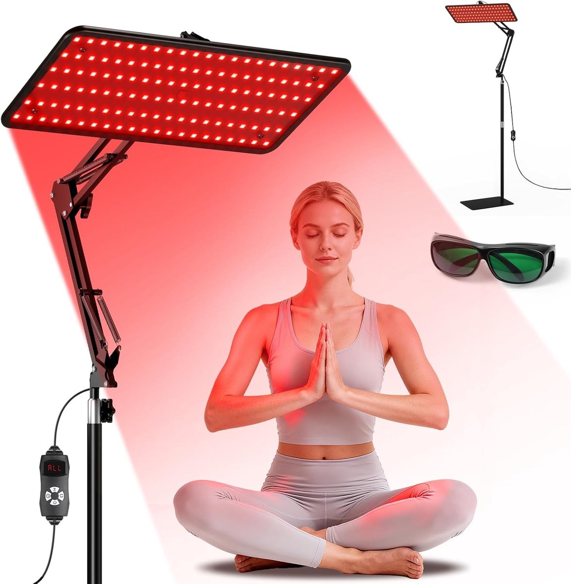 Roodlicht Lamp - Therapie Paneel - Ontspanning Bevorderen - Driemaal Golflengte - 36x16 cm - Zilver