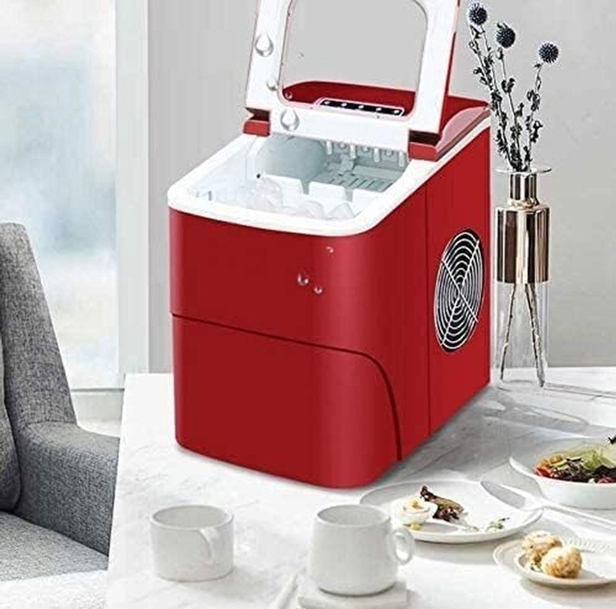 IJsblokjesmachine IJsmaker Drankjes koelen Volautomatisch 15kg per dag Rood