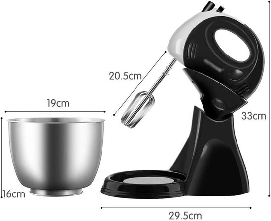 Elektrische Mixer - Keukenmixer Deegmixer - Bakken en Koken - Kantelbare Kop - 3L Kom - Zwart — afbeelding 5
