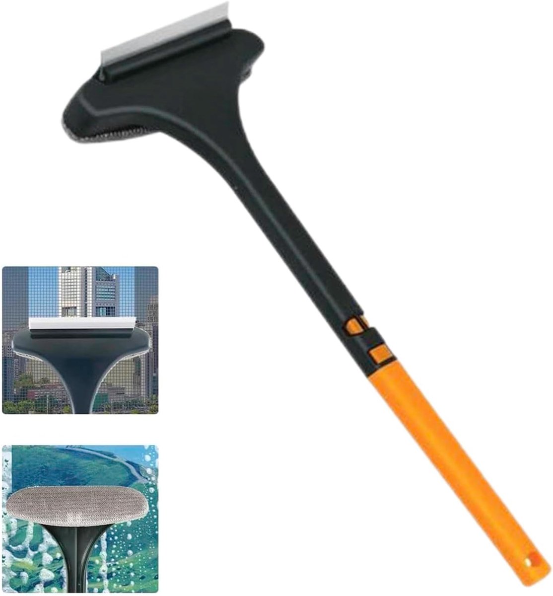 Raamscherm Reiniger - Gaasschermborstel Schoonmaker - Snel Schermen Wassen - Dubbele Functie Borstel Rakel - N.v.t. - Meerkleurig