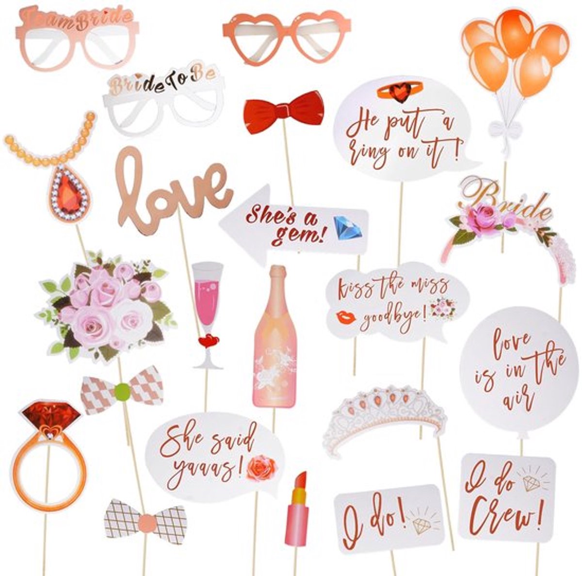 Allecto Photobooth Box Accessoires - Bruiloft Decoratie - Roségoud - Party