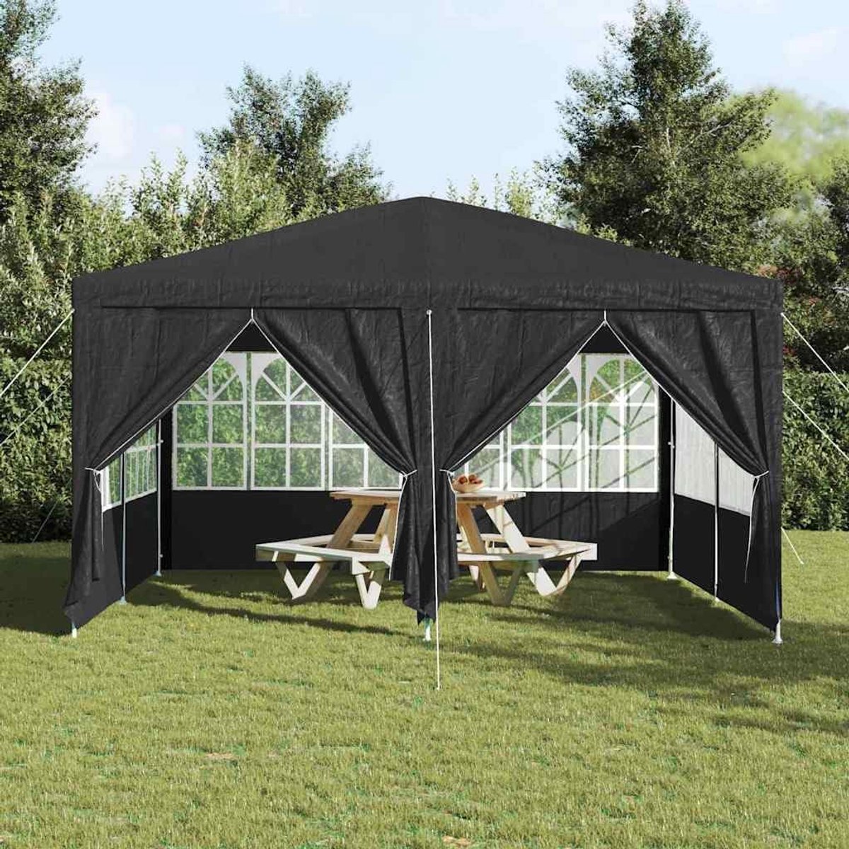 Tuinpaviljoen - Feesttent Vouwtent - Buitenfeesten Organiseren - Robuust Stalen Frame - 400 x 400 cm - Antraciet