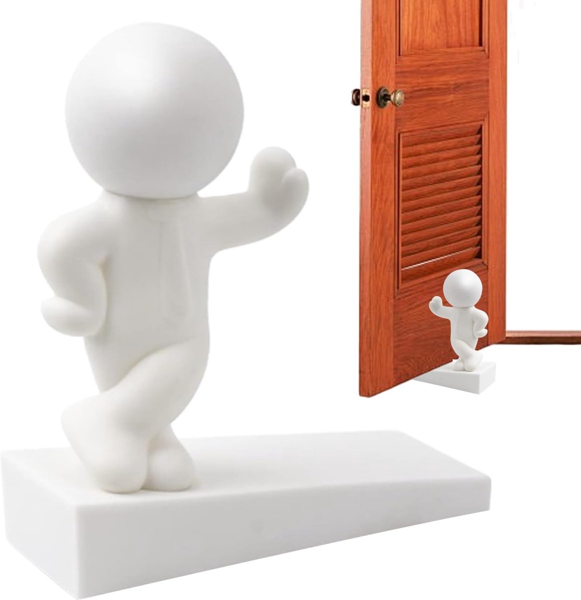 Deurstopper Figuur - Rubberen Stopper - Deuren Open Houden - Beschermt Vloeren - 11 x 7 cm - Grijs