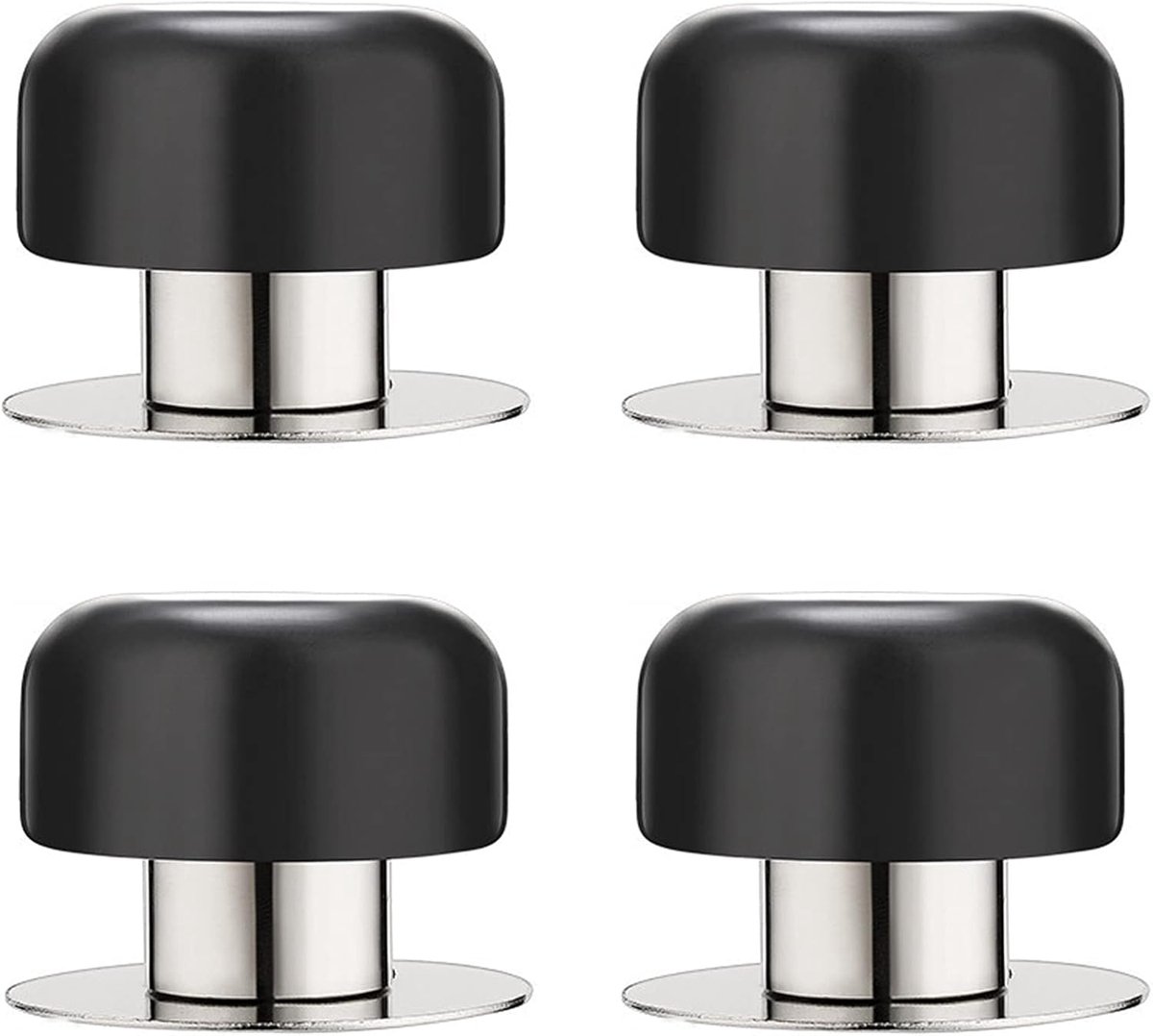 Deurstopper Set - Wandbeschermers - Deuren Beschermen - RVS Met Rubber - 4 Stuks - Zilverkleurig