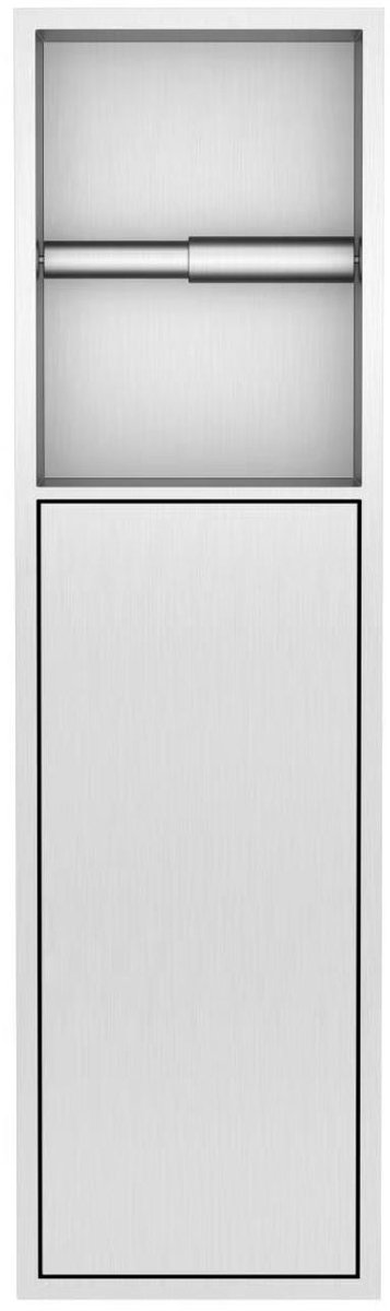 Badkamer inbouwnis 60x16x12cm Sanitado Ferro toiletrolhouder en opbergkast in RVS