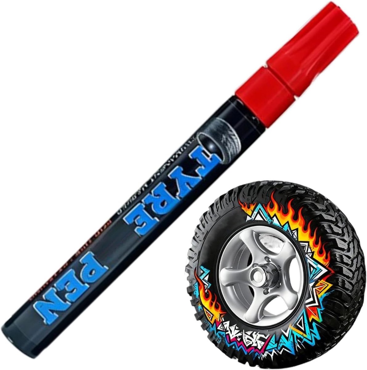 Tekenpen Banden - Verfmarker Rubber - Voertuig Decoratie - Waterdicht Permanent - 14 x 2 cm - Rood