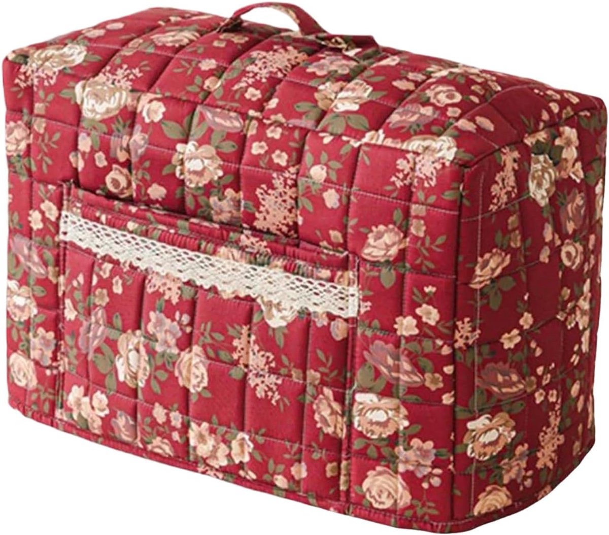 Naaimachine Tas - Opbergtas Beschermhoes - Hobby Naaien - Stijlvol Bloemendessin - 43 x 35 x 24 cm - Rood