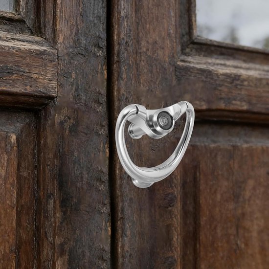 Deurbel Ring - Klopper Deur - Bezoekers Ontvangen - Met Ingebouwd Spionnetje - 9.5 x 8.5 cm - Zilverkleurig — afbeelding 4